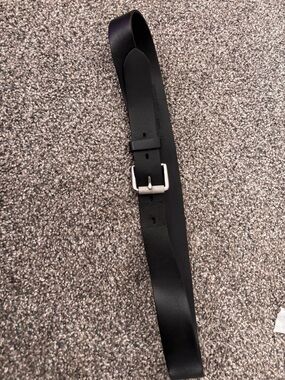 Banana Republic Black Leather Belt with Silver Buckle